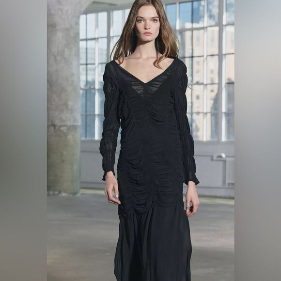 ZARA RUFFLED LONG DRESS ZW COLLECTION - Picture 2 of 11